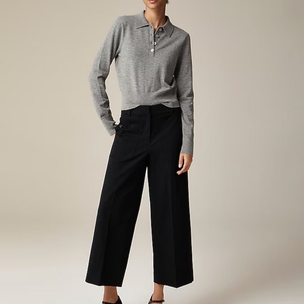 J Crew Sydney wide-leg pant in bi-stretch cotton blend in Red